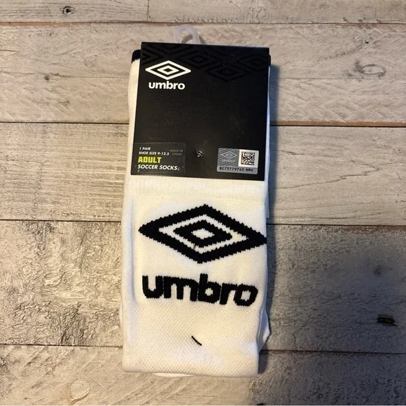 Umbro Adult Soccer Socks (Shoe Size 9-12.5) 1 Pair Wicking White NEW - Picture 11 of 11